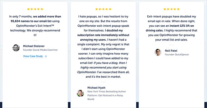 Business blog testimonials