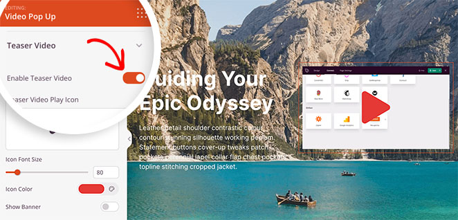 Enable teaser video in SeedProd video popup block