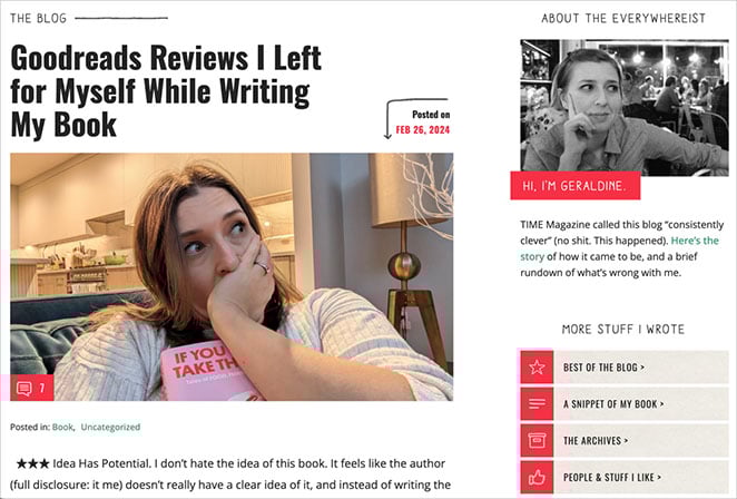 Personal blog layout