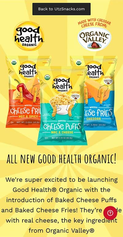 Good Health Organic mobile landing page examples