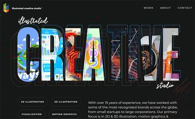 example of layered fonts on a website
