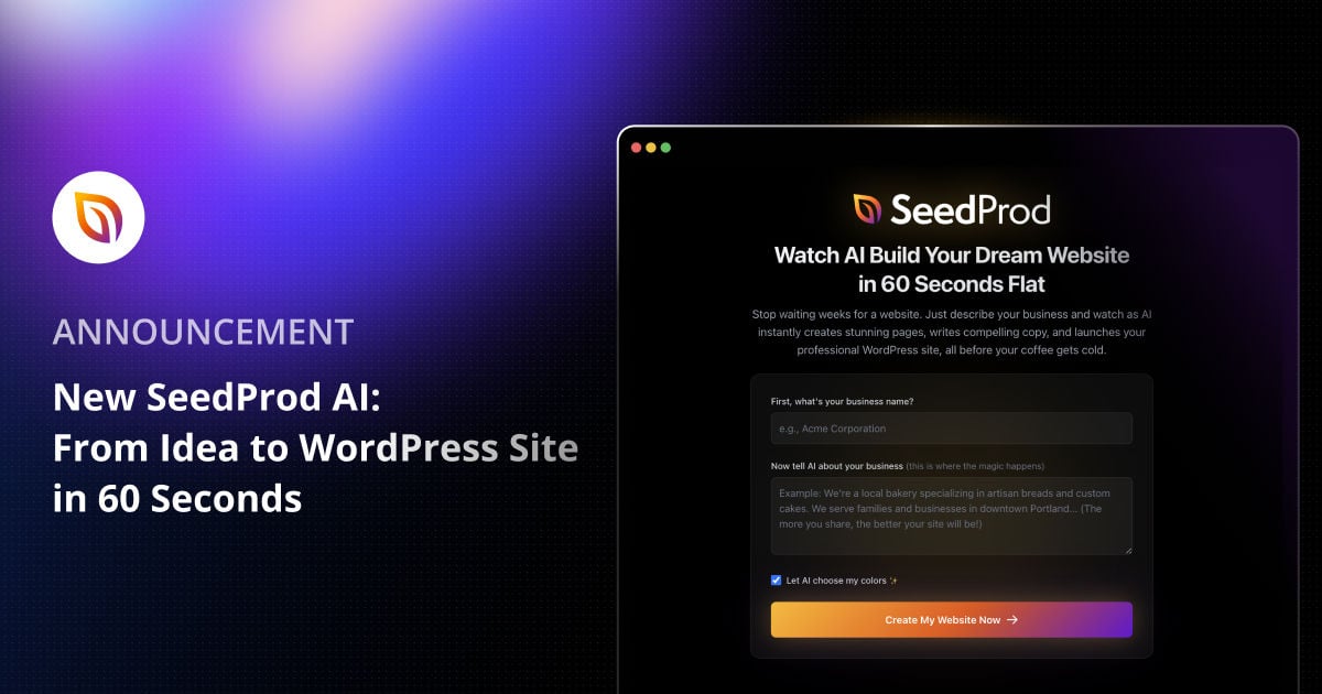 New SeedProd AI: From Idea to WordPress Site in 60 Seconds