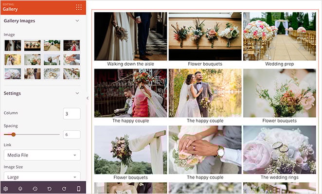 photo-gallery-settings - SeedProd gallery advanced settings for WordPress hompage customization
