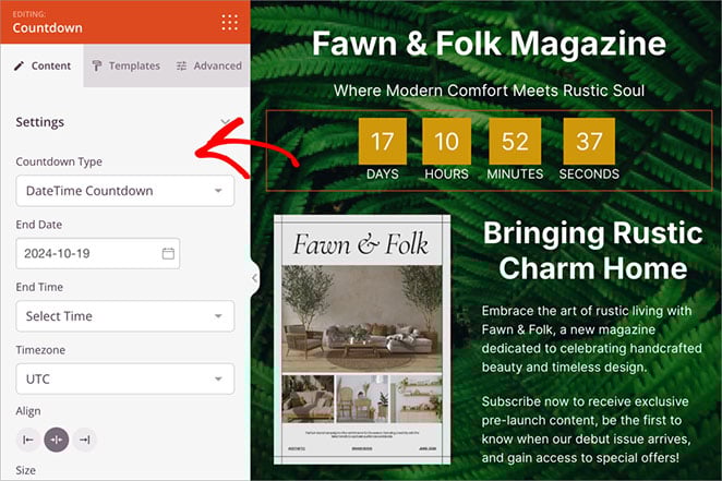 prealunch-countdown-timer - SeedProd Editing the countdown timer block in SeedProd