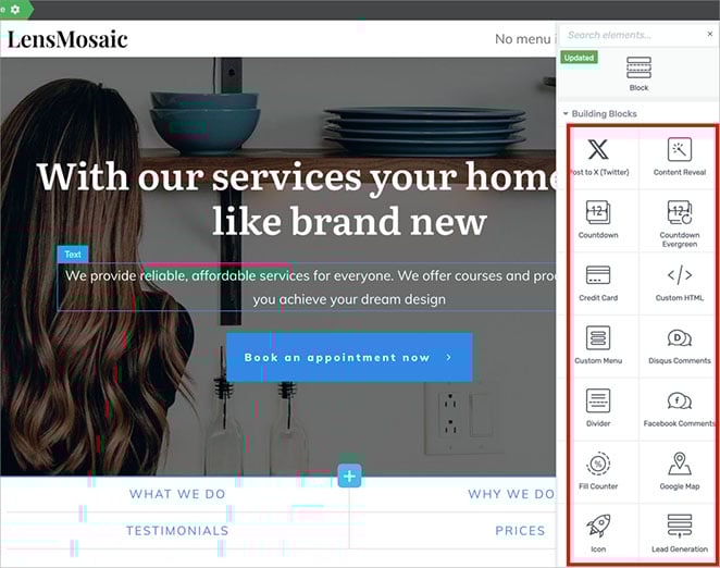 thrive-architect-page-builder - SeedProd Using building blocks in Thrive Architect drag-and-drop theme builder