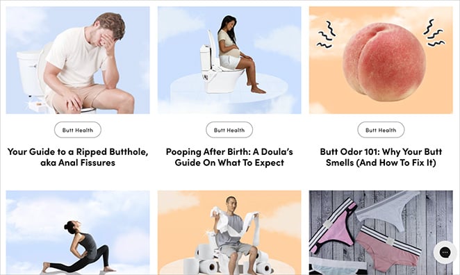 Tushy blog posts grid