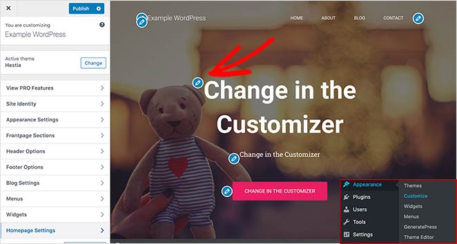 WordPress-live-customizer - SeedProd You can edit your homepage in the WordPress live theme customizer