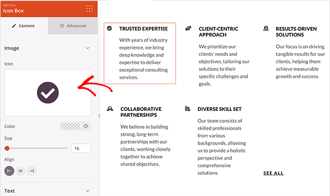 about-page-company-values - SeedProd Display your company values on your about page using icon blocks