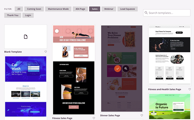 choose-landing-page-template - SeedProd Choose a landing page template
