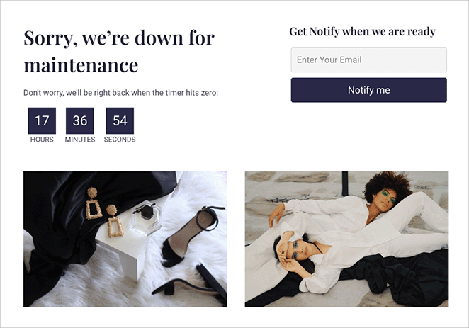 What visitors see when WordPress maintenance mode is active with SeedProd