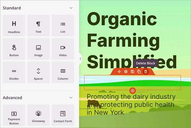 delete-seedprod-block - SeedProd Remove an unused block from your SeedProd landing page