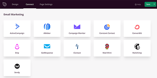 Connect email marketing tools in SeedProd