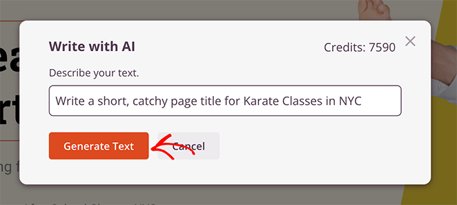 generate-ai-text - SeedProd Generate AI text panel in the SeedProd editor creating headline options