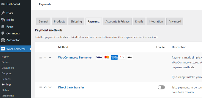 go-to-the-payments-tab-in-woocommerce - SeedProd WooCommerce payment settings