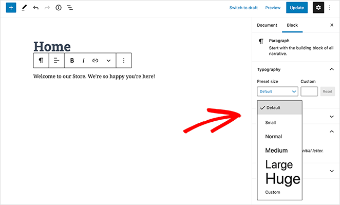 home-page-text-size - SeedProd Change the text size of your WordPress home page welcome message