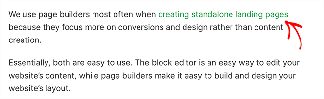 internal-linking - SeedProd Example of good internal linking with anchor text