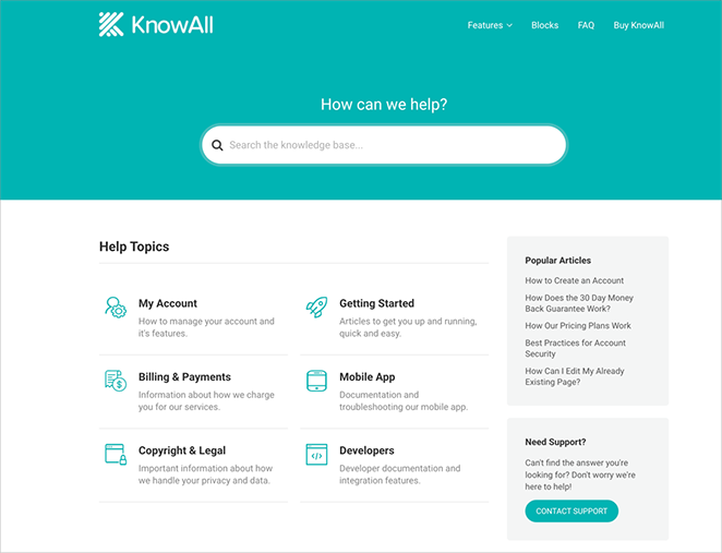 knowall-theme-home - SeedProd KnowAll knowledgebase theme home