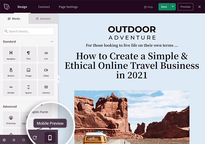 Mobile preview of SeedProd landing page