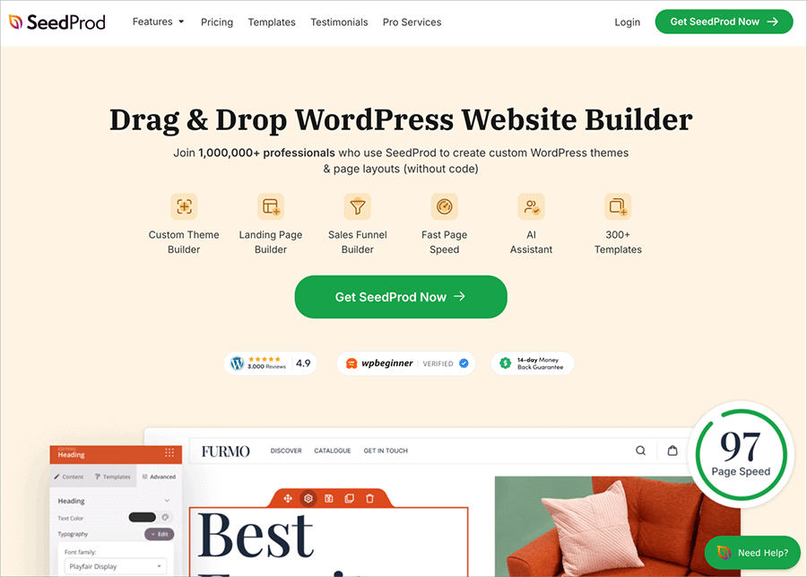 SeedProd Drag-and-drop WordPress website builder