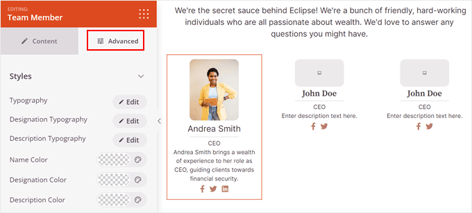 seedprod-team-member-advanced-min - SeedProd advanced team member settings